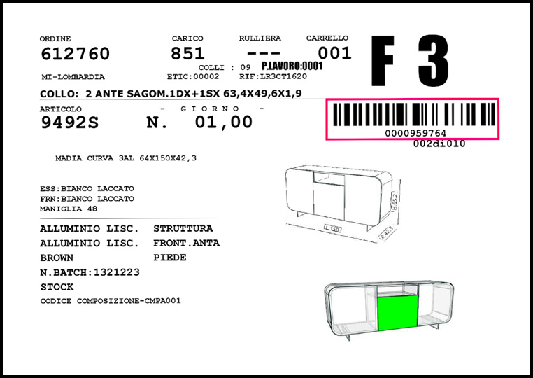 Esempio talloncino codice a barre