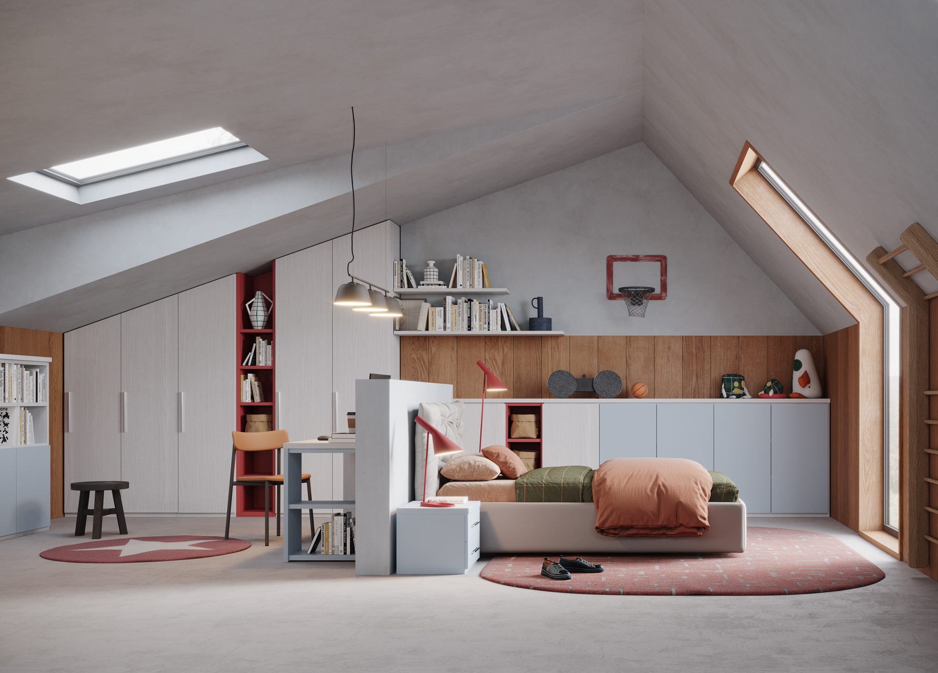 La cameretta in mansarda: tre sfide, tre soluzioni Giessegi!
