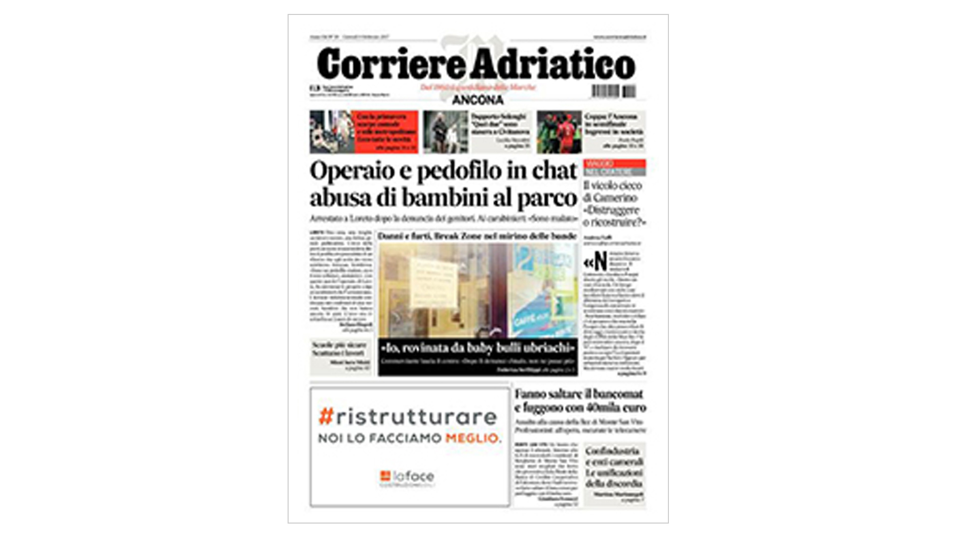 Corriere Adriatico - Febbraio 2017 - Giessegi - Qualità e risparmio hanno trovato casa.	
